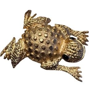 Vintage Susan Maddox 1994 Frog Belt Buckle Gold Tone Art Jewelry